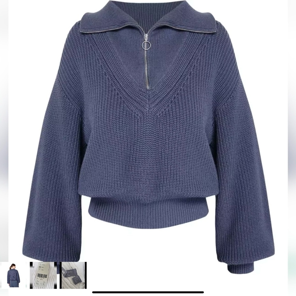 Sweaty Betty Wool Cotton 3/4 Zip Sweater